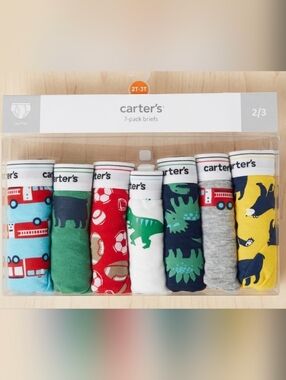 NWT Carter' 7 Pack brief's Tag Free 2/3 T